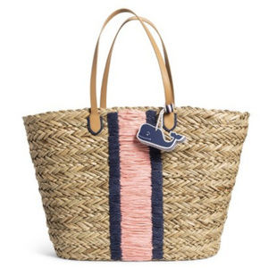Vineyard Vines Straw Tote with Whale FOB